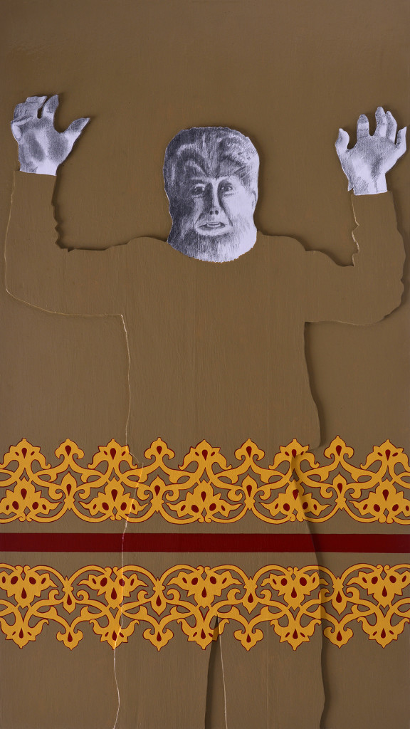 wolf man with arms raised left view